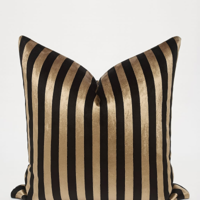 Black & Gold stripe Decorative pillow